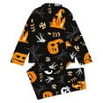 thumbnail image 4 of SJLDQY Halloween Pajamas for Girls Hallowmas Print Long Sleeve Shirts and Pants 2 Piece Loungewear Sets Casual Sleepwear Button Down Pj Sets, 4 of 5