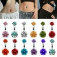 thumbnail image 5 of K-KED New Belly Button Rings Dangle Rhinestone Navel Crystal Bar Barbell Body Piercing-02-white, 5 of 9