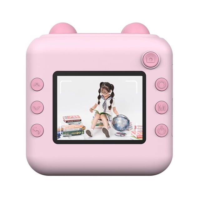 1080P Print Camera Portable Mini Photo Printer for Children with 1200W Camera 2.4'' Screen with 1 Print Paper Roll Suitable for Journal Notes Memo Birthday Gift Girls Boys