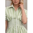 thumbnail image 2 of Vestido camisero JEIBKOUY para mujer, manga corta, de verano, a rayas, 2 of 5