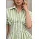 thumbnail image 2 of Vestido camisero JEIBKOUY para mujer, manga corta, de verano, a rayas, 2 of 5
