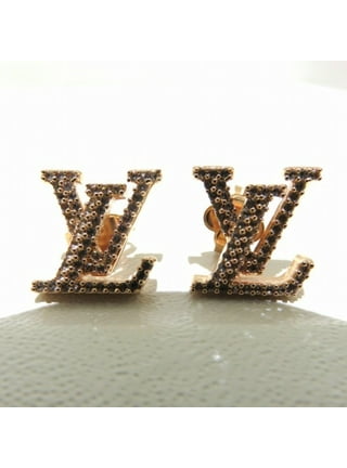 Louis Vuitton Essential V Single Hoop Earrings Mp1455 Long Pierced Gold Accessories - 2 Pieces