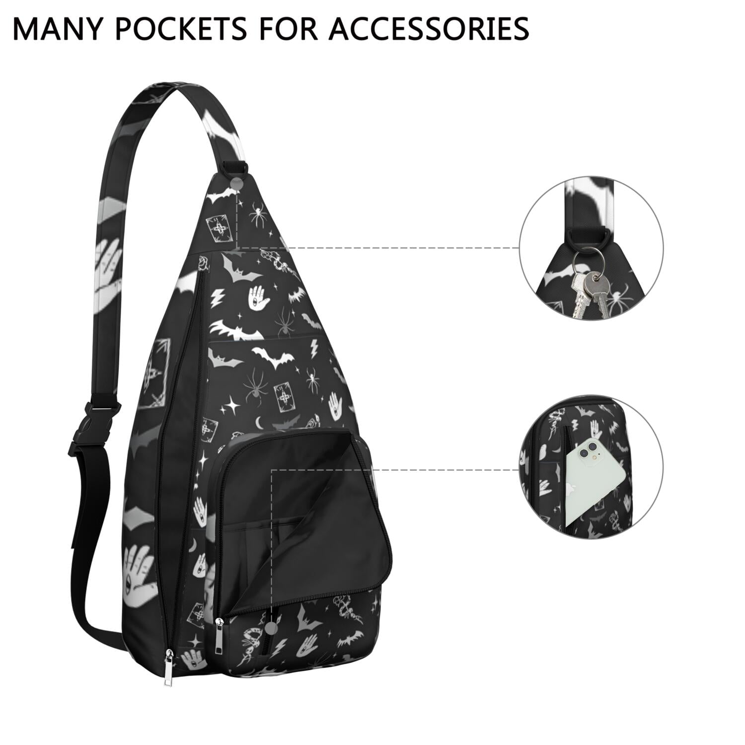 Minimalist Gothic Sling Shoulder Bag - Waterproof & Scratch-resistant Travel Backpack for Teens & Young Adults