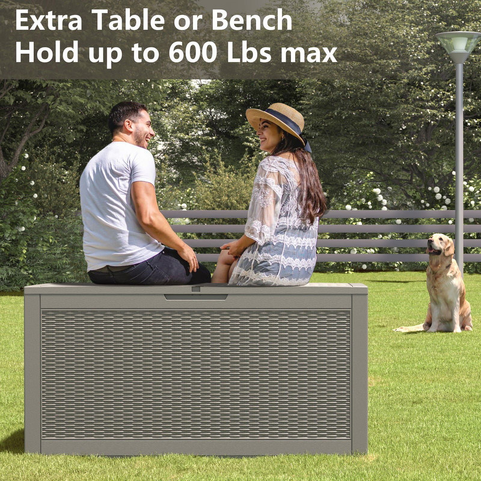 Bifanuo 100 Gallon Resin Deck Box, Lockable Outdoor Storage Container, Water Resistant for Patio Cushions