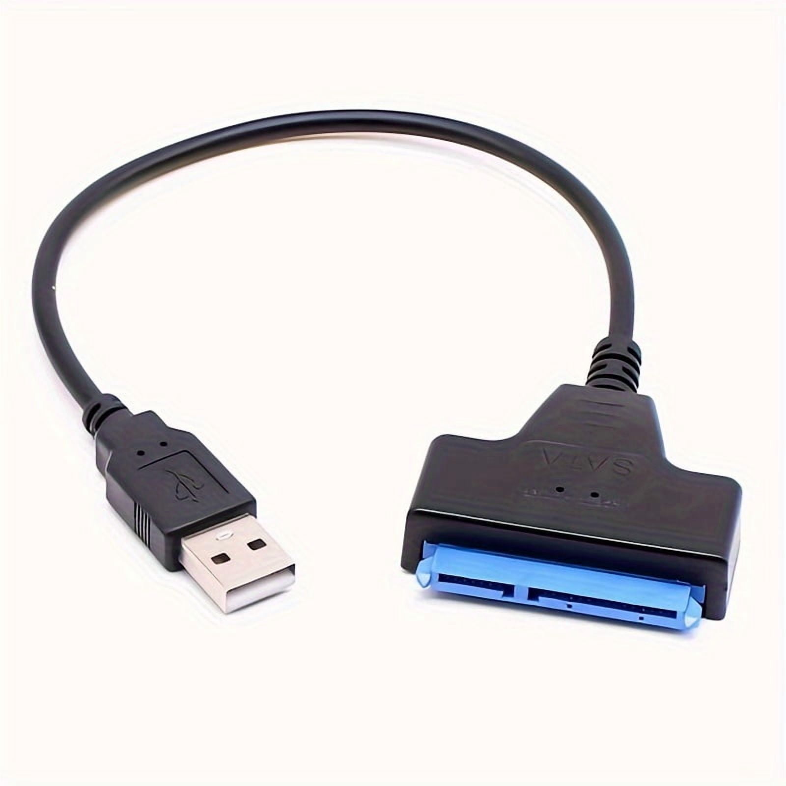 USB 3.0 to SATA III Adapter Cable for 2.5" SSD HDD, 6Gbps Fast Data Transfer, Supports up to 2TB, Plug and Play, Black with Blue Stripe
