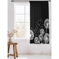 thumbnail image 3 of Sheer Curtains 72 Inches Long, White Dandelion Semi Sheer Curtains Light Filtering Window Treatment, Spring Flowers Botanical Vintage Black Privacy Voile Drapes for Living Room Bedroom 52x72 Inch, 3 of 7