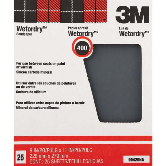 3M 99420NA 400A Grit Between Finish Coats Sanding Sheets — Residential Use, Standard Application