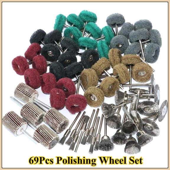 A Set Of 69 Pcs Abrasive Wheel Buffing Polishing Wheel Wire Brushes Set For Rotary Tool Accessories,shank 3mm Mini Brush Polishing Kit,for Power-operated Grinders
