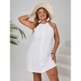 thumbnail image 2 of White Plus Size Halter Neck Eyelet Lace Sundress For Summer Beach Holiday, 2 of 6