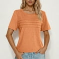 thumbnail image 4 of ZQUUVOU Women's Summer Short Sleeve Tops Casual Front Pleated Solid Color Round Neck Top/Shirt Orange, 4 of 7