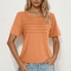 thumbnail image 4 of Camisas de Cuello de Tripulación de Manga Corta para las Mujeres Plisado Mangas de Ruffle, Cuello Redondo Casual Primavera Y Blusa de Verano, 4 of 7
