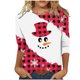 thumbnail image 1 of Tops Navideños Para Mujer Blusas Moda Impreso Camiseta Suelta 3 4 Mangas Cuello Redondo Casual Odeerbi  ODB191515, 1 of 4