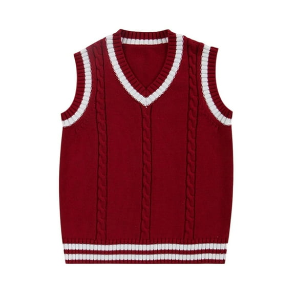 MEZZALL Kids Boys Girls V Neck Vest Sweater Sleeveless Warm Patchwork Knitted Pullover Knitwear Tops Sweet Dailywear