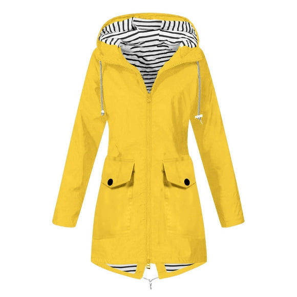 Wyzesi Womens Leather Jacket Casual Stylish Women Solid Rain Jacket Outdoor Plus Size Waterproof Hooded Windproof Loose Coat Women's Fall Jackets Womens Winter Coats Water Proof Insulated
