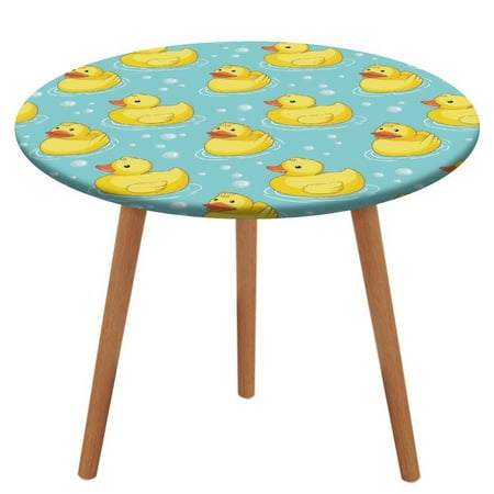 

Bybiment Round Fitted Tablecloth with Elastic Edge Pattern Yellow Ducks Decorative Tablecloth Table Cover 51 Inch