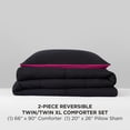 thumbnail image 4 of The Sheet Lab Reversible Box Stitch Comforter Set, 2-Piece Twin/Twin XL – Hot Pink/Black, 4 of 9