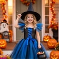 thumbnail image 3 of Girls Halloween Mesh Dress Costume Set With Matching Witch Hat, Two-Piece Outfit For Dance Recitals, Stage Performances, Dress-Up Parties, School Events And Themed Photo Sessions, 3 of 6