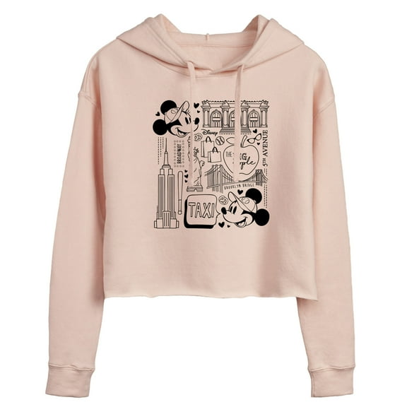 Disney - Mickey & Friends - Mickey & Minnie - The Big Apple 5th Avenue - Taxi - Juniors Cropped Pullover Hoodie