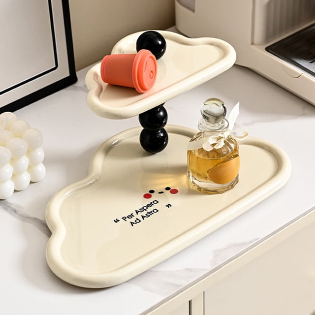 Xihbxyly Estante Organizador de Llaves, Diseño Moderno de Dos Niveles, Bandeja de Almacenamiento Multiusos, Elegante Decoración para El Hogar, Organizador para Dormitorio y Sala de Estar, Fácil Insta