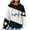 Black, variant on Women's Hooded Sweatshirt Cute Dog Paw Heart Print Hoodies with Front Pocket Sweatshirts Color Matching Waffle Knitted Sweatshirts Loose Casual Long Sleeve Tops Hooded Outwear