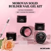 Morovan Solid Builder Nail Gel:5 Color Hard Gel DIY for Nail Non-Stick Solid Nail Gel for Sculpting Solid Building Gel at Home