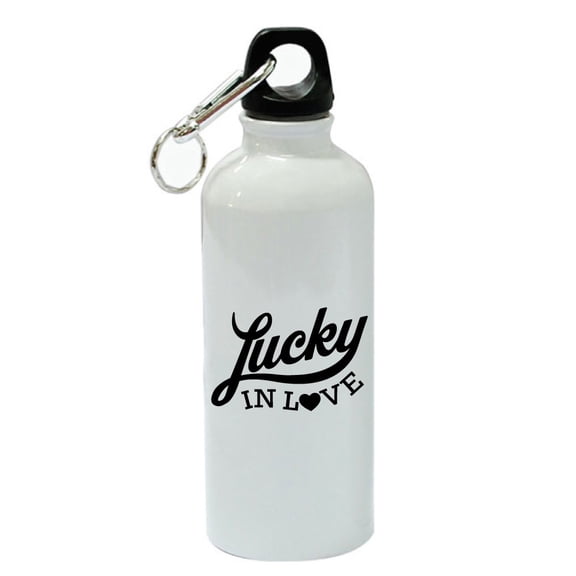 Lucky In Love White Aluminum Sports 20 oz Water Bottle