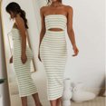 thumbnail image 3 of Vestido Tubo Superior Vestido bandeau para mujer sin espalda a rayas horizontales ceñido al cuerpo vestido maxi traje de fiesta Cgtredaw L Verde para Mujer, 3 of 6