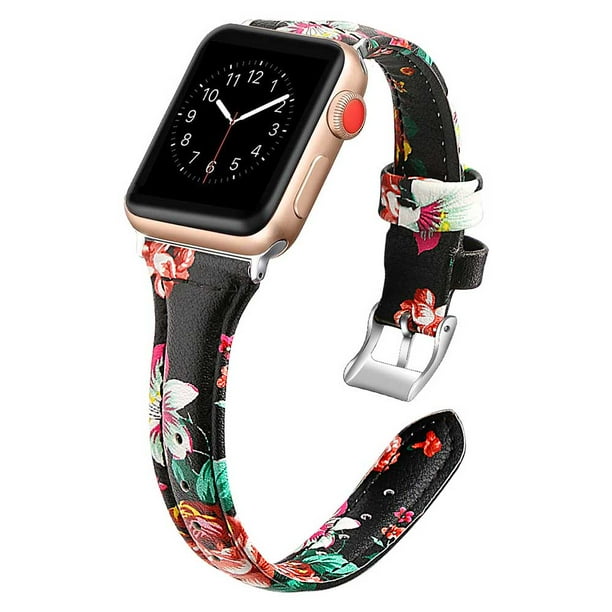 Correas de cuero compatibles con Apple Watch 38 mm-40 mm / 42 mm-44 mm, correa de cuero de grano superior pulsera delgada y delgada para iWatch Series 5/4/3/2/1 Xemadio 2033273-12