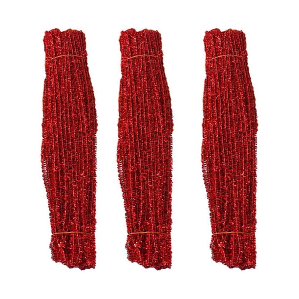 300PCS DIY Twisted Sticks Delicate Twisting Glitter Barras Bendable Bars DIY Christmas Sticks (Rojo)