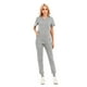 thumbnail image 2 of Conjunto de uniforme de enfermería de 2 piezas para mujer: top de manga corta con cuello en V + pantalones, poliéster, con bolsillo, verde/morado/blanco, tallas S-XXL, tallas asiáticas, 2 of 2