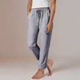thumbnail image 6 of Duqingm Baggy Pants Women's Striped Pants Spring Summer 2026 Comfy Pajama Pants High Waist Wide Leg Lounge Pants Lightweight PJ Bottoms Grey,M, 6 of 7