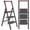Black Red, variant on 3 Step Ladder with Handle, Foldable Step Stool for Adults - Extra Wide Non-Slip Pedal, Sturdy Reinforced Construction & Rubber Feet, for Home and Kitchen Use
