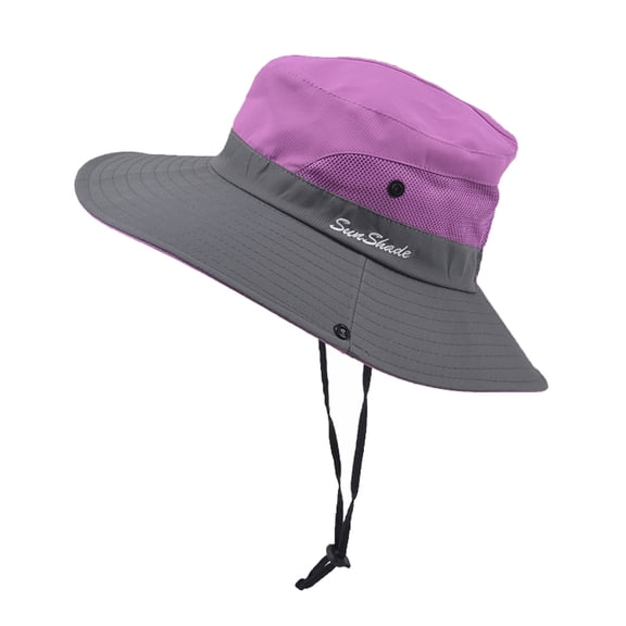 ZQUUVOU Women's Outdoor Bucket Hat Ponytail Hole Sun Hat UPF Sun Protection Foldable Breathable Outdoor Hiking Cap Summer Purple