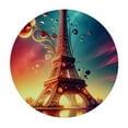 thumbnail image 2 of Wuche Paris Tower Flower Round Fitted Tablecloth with Elastic Edge  Fitted Table Cloth for Round Table Circular Table Cover Waterproof Wipeable Round Elastic Table Cloth, 2 of 7