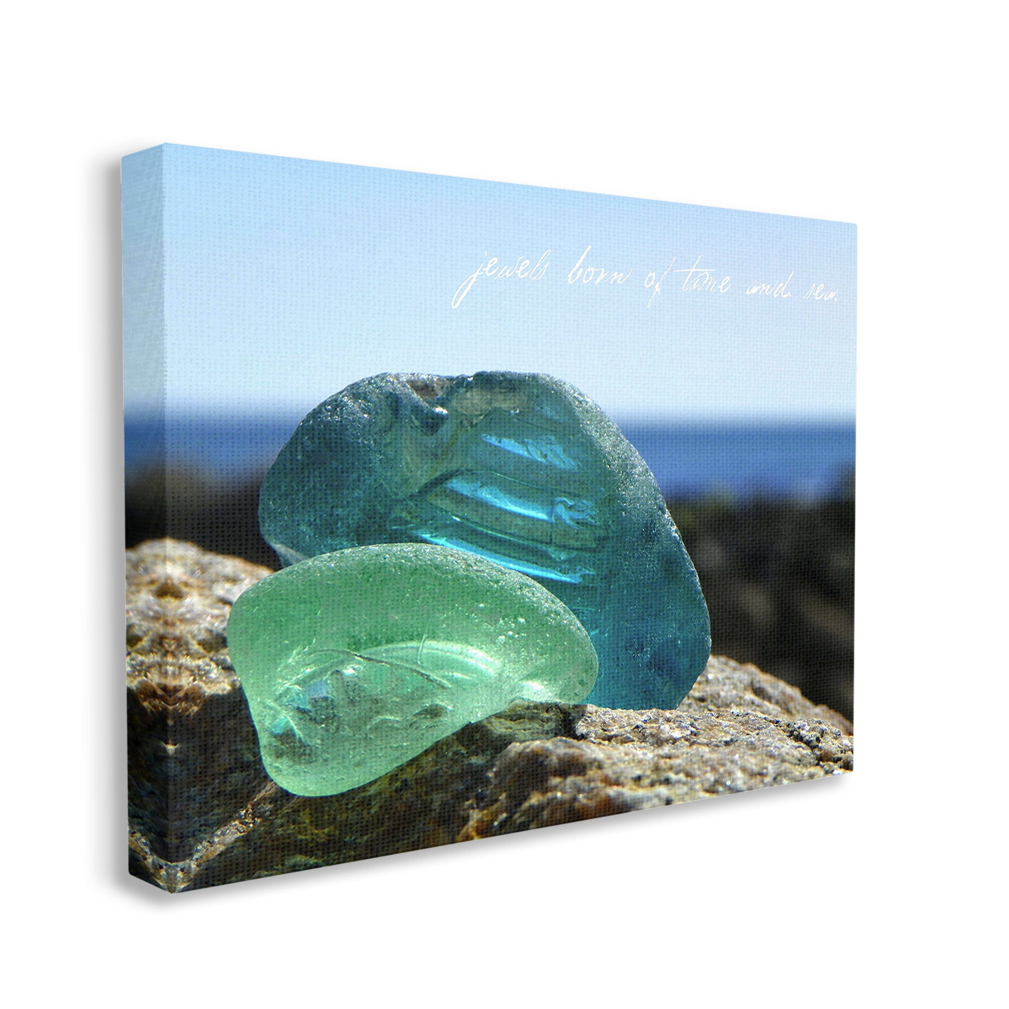 Stupell Industries Sea Glass Photography Phrase Typography Photography Gallery Wrapped Canvas Art Print Wall Art, 40 x 30