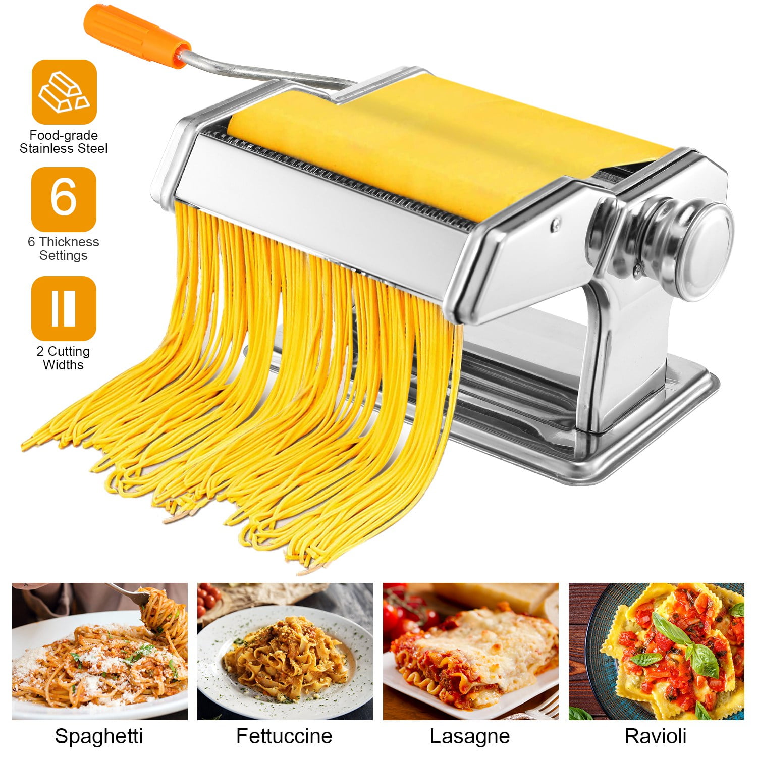 Best Stainless Steel Manual Noodle Maker Fresh Pasta Spaghetti Home Use Machine 