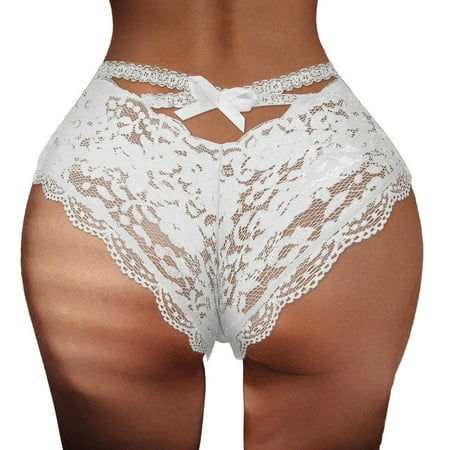 

Eashery Underwear For Women Trim Panties Lace Cutout Women Thong White S