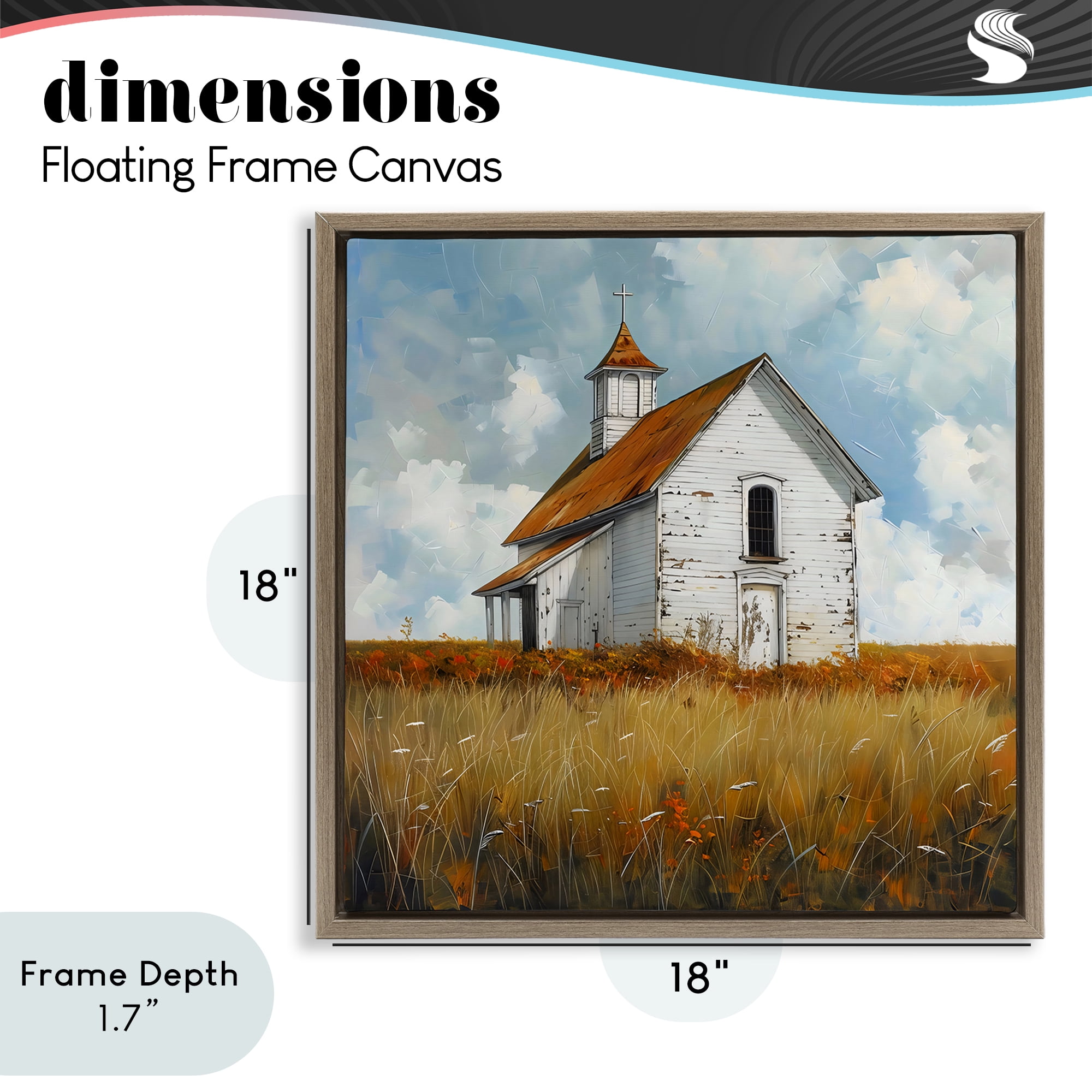 Stupell Industries Rustic Church in Field Brown Framed Floater Canvas Wall Art, design by Creative Studio