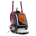 thumbnail image 1 of Wolt | Mochila béisbol juvenil, equipo y equipamiento, jóvenes y adultos, compartimento bate, casco, guante, zapatos, gancho valla (negro), 1 of 3