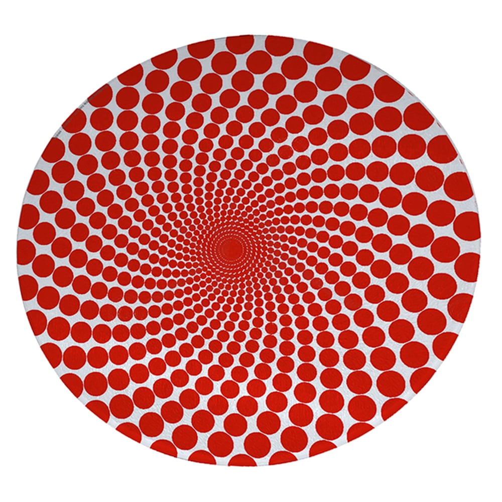 KuzmarK 12" Round Glass Cutting Board Red Dots