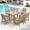 Light Brown, variant on SUMMIT LIVING 7-Piece Acacia Wood Outdoor Patio Dining set with 6 Wooden Chairs (Weight Capacity 350 lbs) with Rattan Seat & Back and Acacia Wood Table