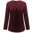 thumbnail image 3 of Escote en pico, blusas plisadas, camisas largas lisas, mangas largas, 3 of 5