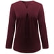 thumbnail image 3 of Escote en pico, blusas plisadas, camisas largas lisas, mangas largas, 3 of 5