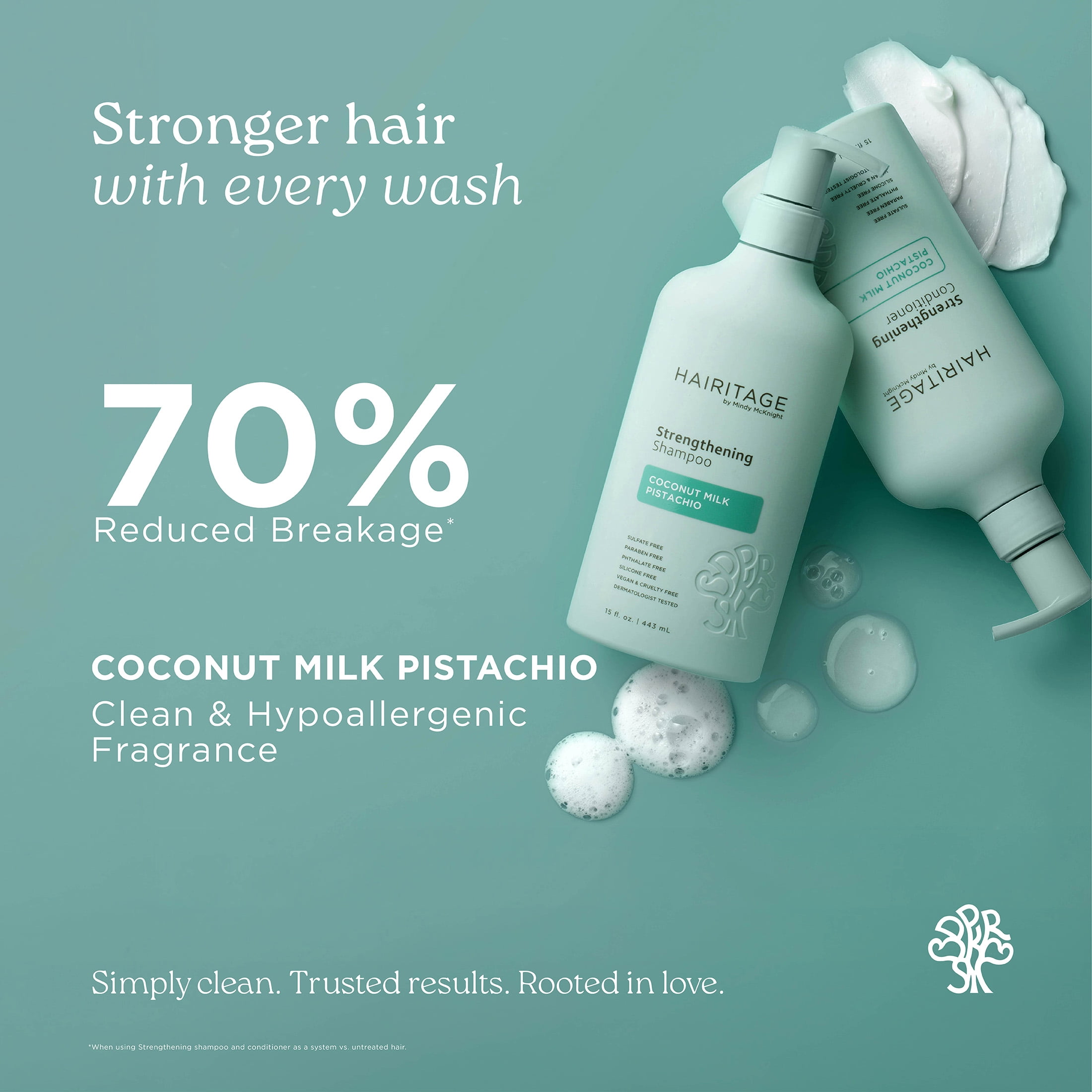 Hairitage Coconut Milk Pistachio Strengthening Shampoo for Dry Damaged Hair, 15 fl oz