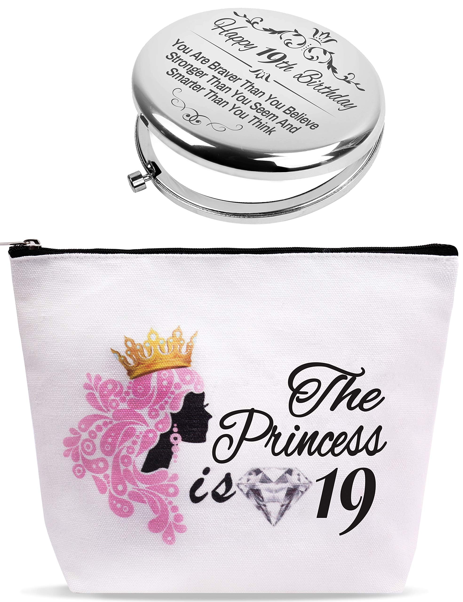 Wenboco 19th Birthday Decorations Gifts for 19 Year Old Female Makeup Bag  Happy 19th Birthday Gifts Ideas Gift for Girls Daughter Sisters Friends