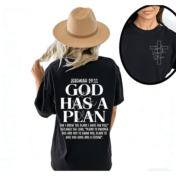 Black S-5XL Volunteer Ready Chest Cross Detail Print T shirt Graphic Tees Shirts Women Church Service Tops