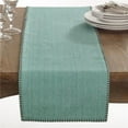 thumbnail image 1 of Saro Lifestyle Chemin de Table en Coton Design Cousu, Aqua, 13 Pouces"x72 Pouces", 1 of 1