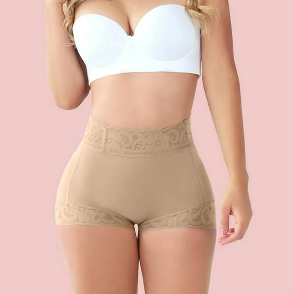 VISALY Boxer Shorts Seamless Underwear Butt Memory Strip Lace Body Shape Pants And Abdomen Tightening Four Tight Ties Butt Lifting Panties Womens Underwear Tummy Control Panties for Women Beige L