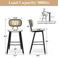 thumbnail image 3 of WOOW DEPOT PU Bar Stools 26" Counter Height w/ Rattan Back Set of 1, Modern Black Bent Wood Bartool Leather Upholstered Chair for Kitchen Pub Island Dining Room, 3 of 9