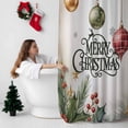thumbnail image 5 of Merry Christmas Bathroom Shower Curtain Vintage Xmas Shiny Balls Holly Berry Star Beige Background Waterproof Washable Shower Curtains for Bathtub Bath Decor with Grommets and Hook 36 X 72 Inch, 5 of 8